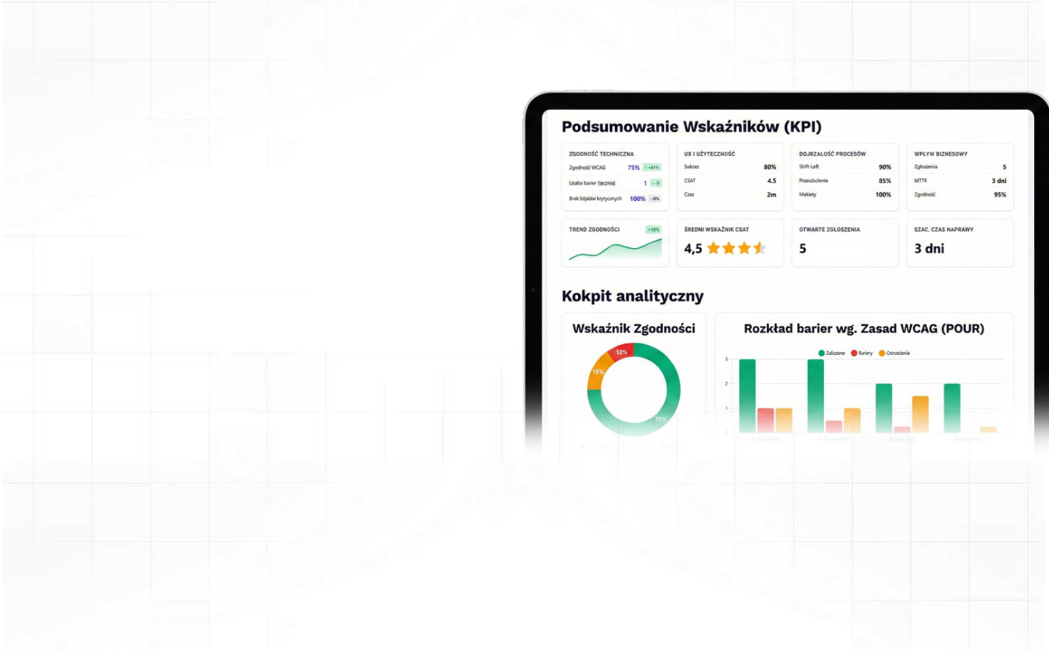 widok raportu z audytu dostępności cyfrowej wcag