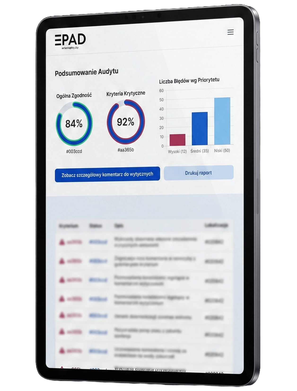 raport z audytu dostępności wcag
